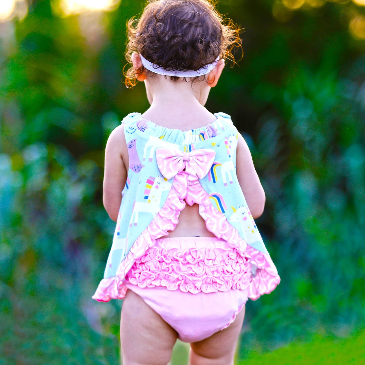 Baby Big Girls Toddler Unicorn Rainbow Swing Tank Top Tee