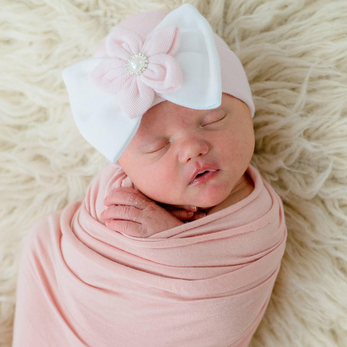 Starfish Bow Newborn Girl Hospital Hat - Newborn Girl Hat