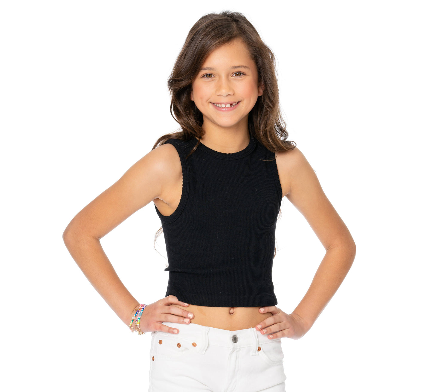 Girls Ribbed Crop Tank Top