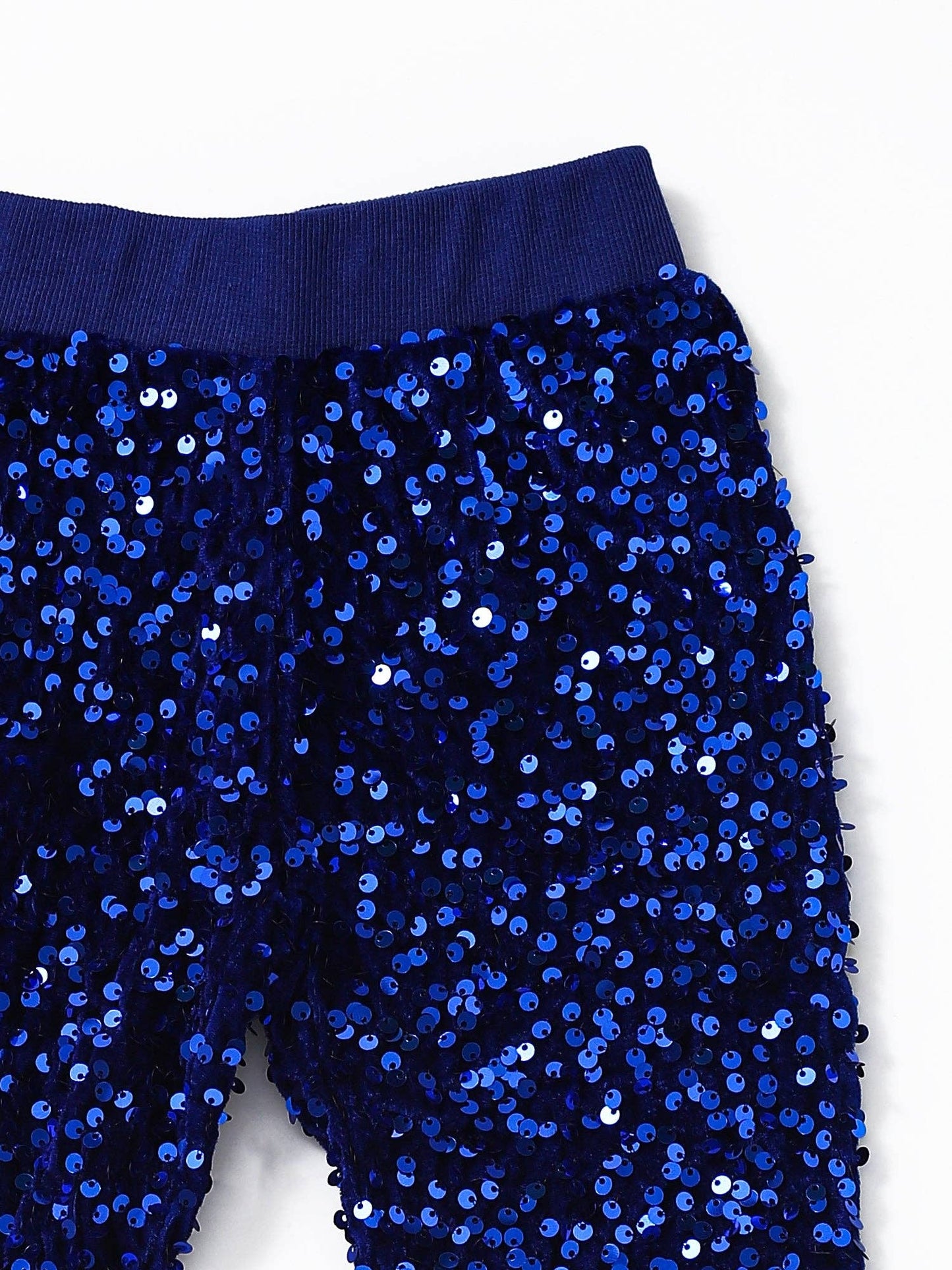 Girls Blue Sequin Flare Pants