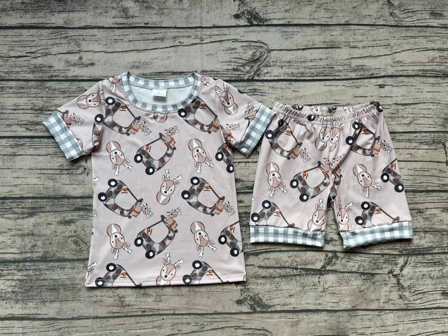 Baby Boys Summer Camo Deer Truck Tops Shorts Pajamas Outfits