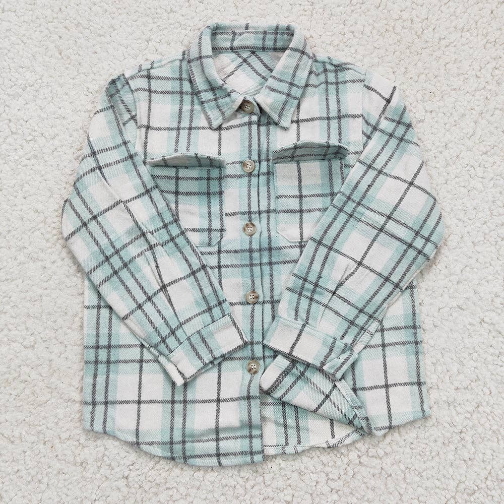 Baby Boys Blue Plaid Long Sleeve button ups shirts tops