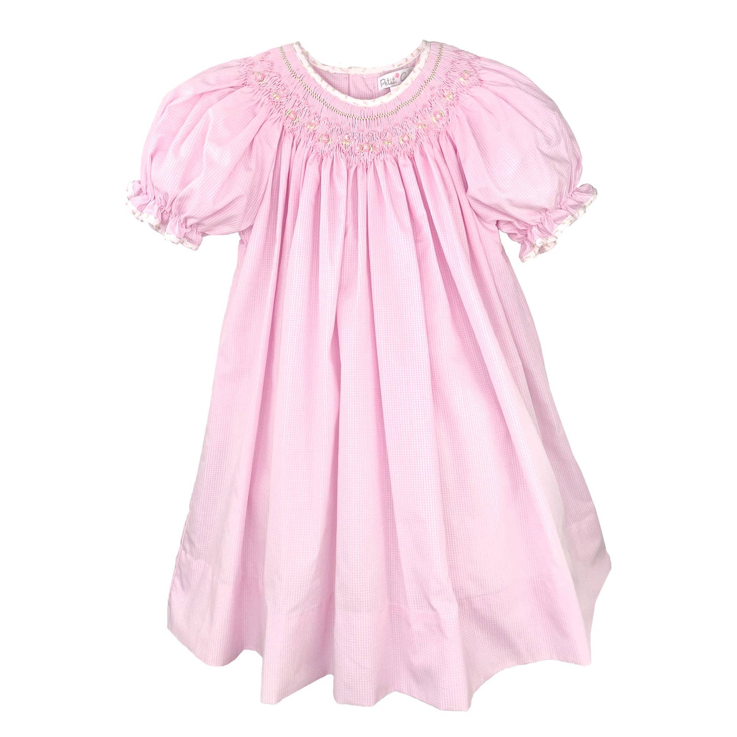Bishop Smocked Pink Check Dress