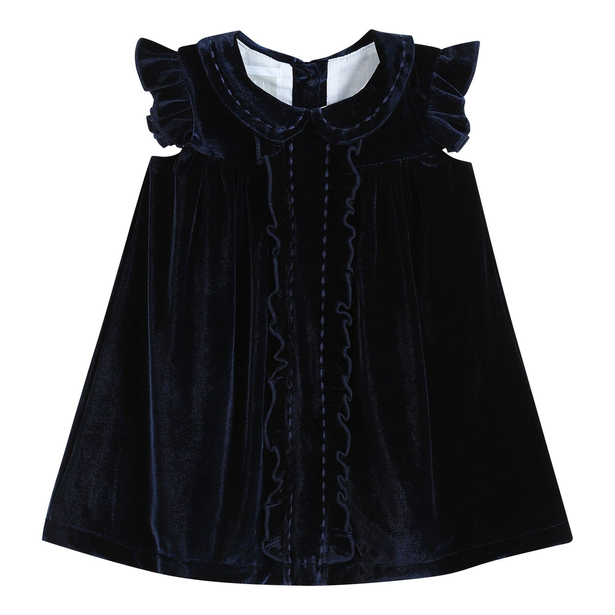 Navy Blue Velour Flutter Sleeve Dress – Cassandi's