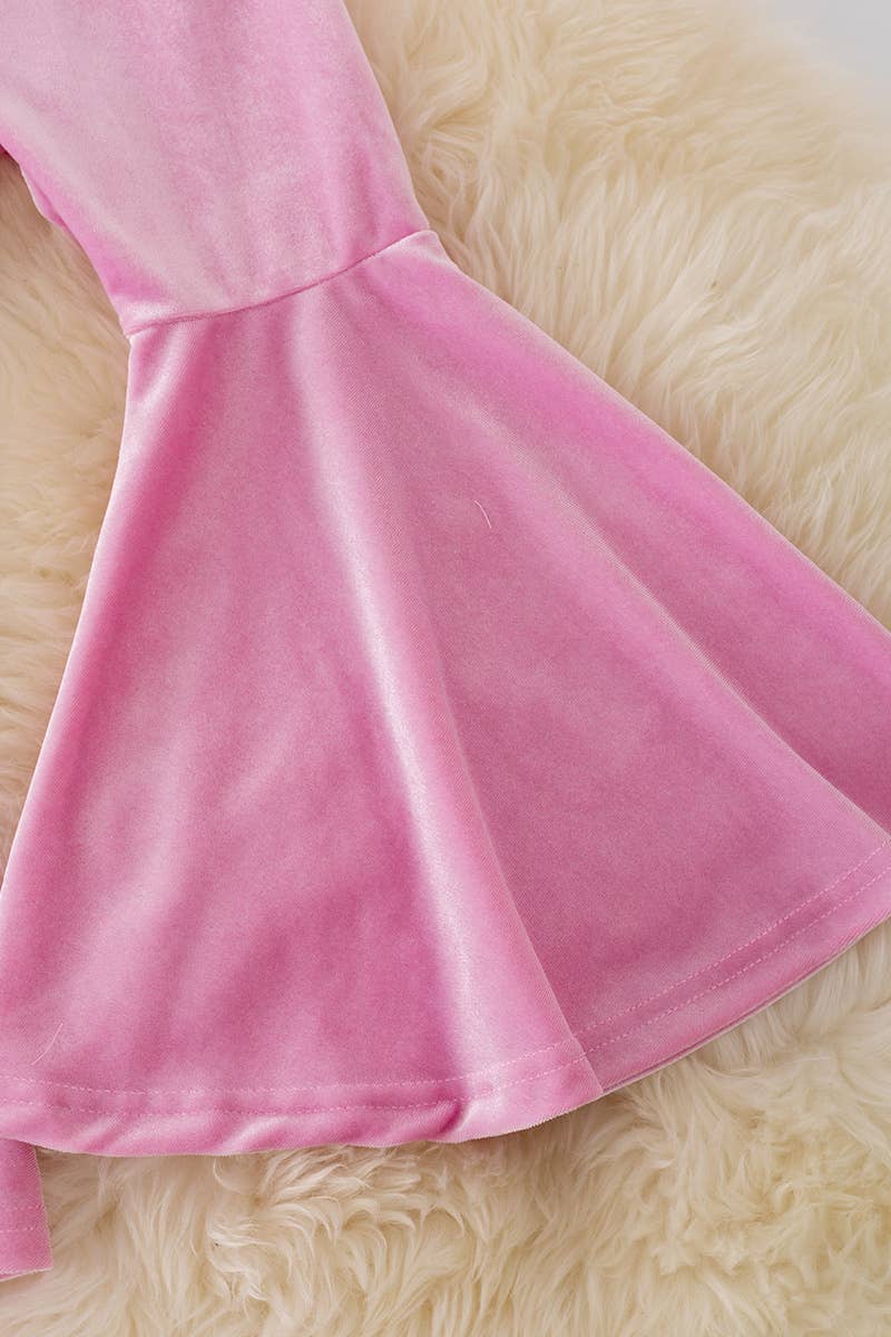 Christmas white sweatshirt & velvety pants.