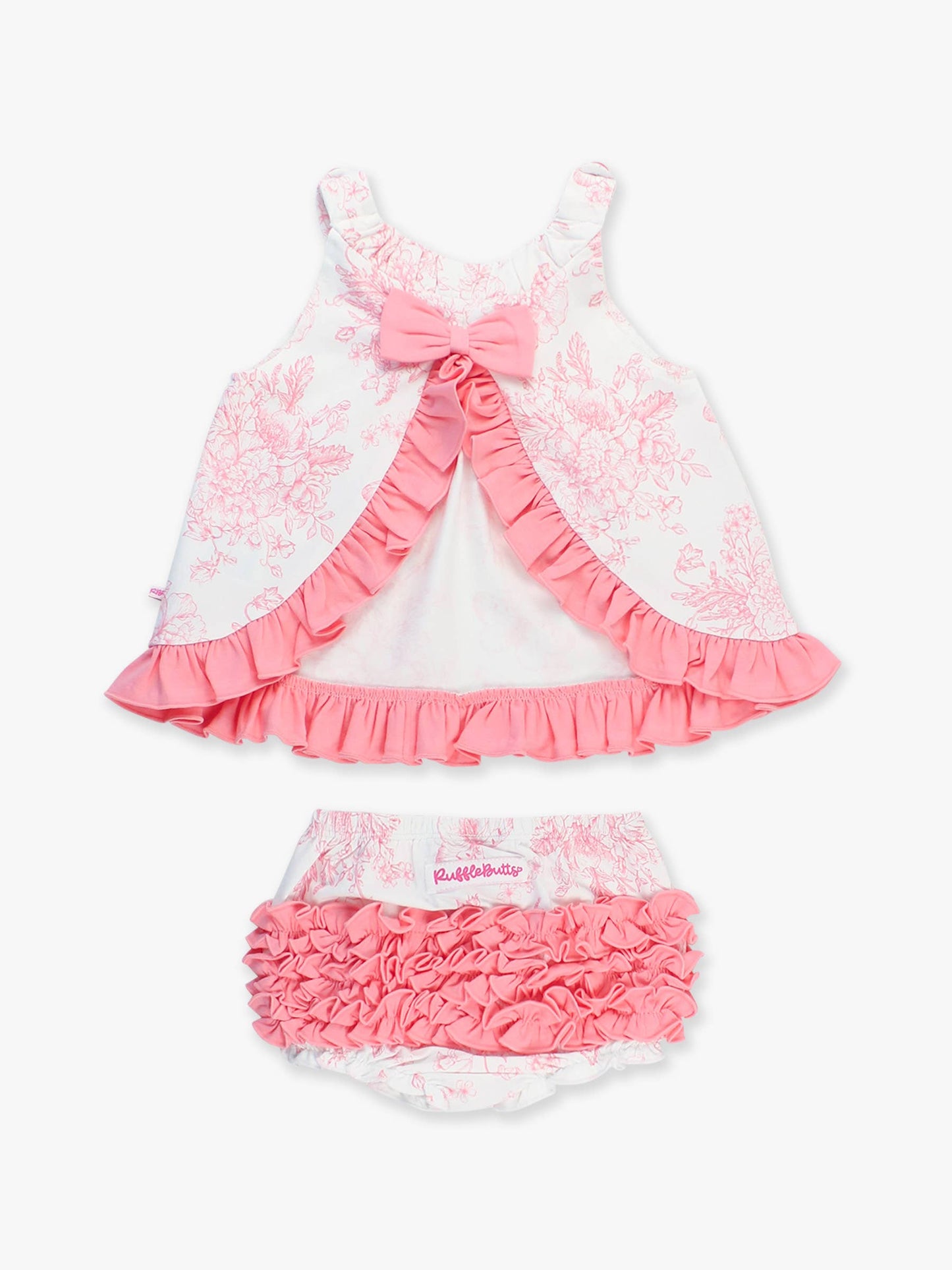Baby Girls Bubblegum Pink Butterfly Garden Toile Knit Swing Top & Bloomer Set
