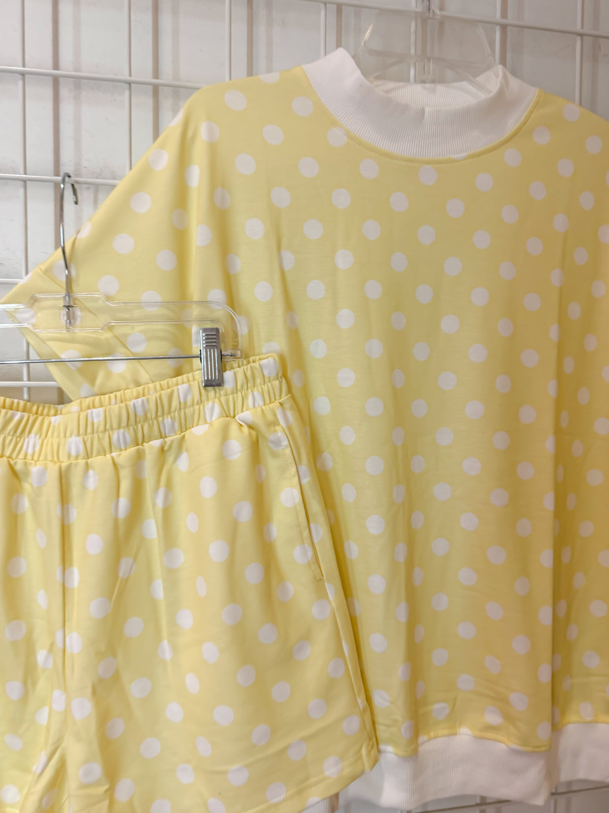 Yellow Polka Mock Neck Set