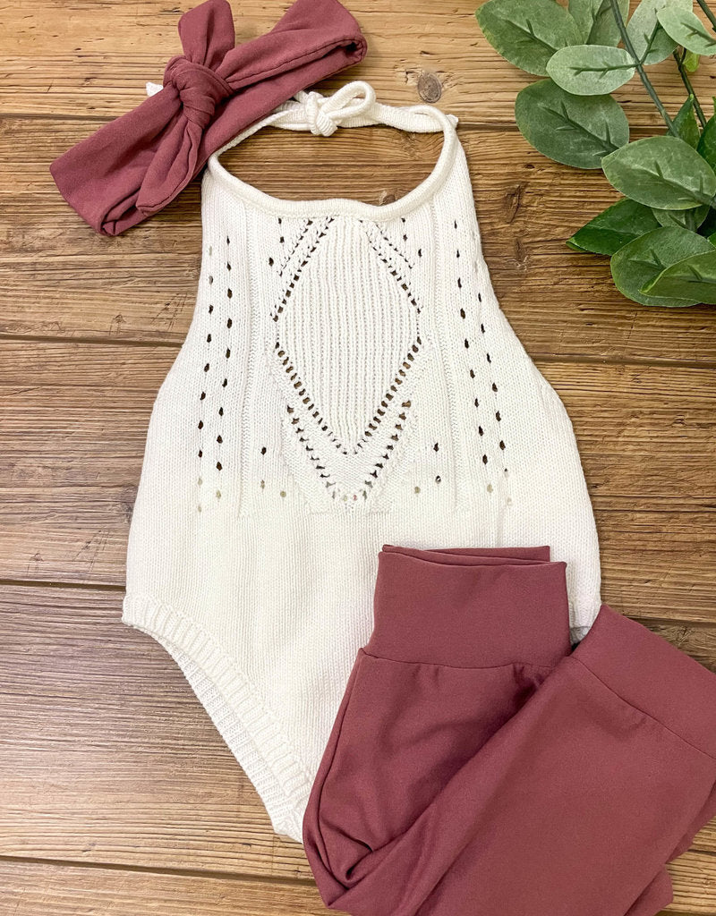 Drake Crochet Halter Romper-White