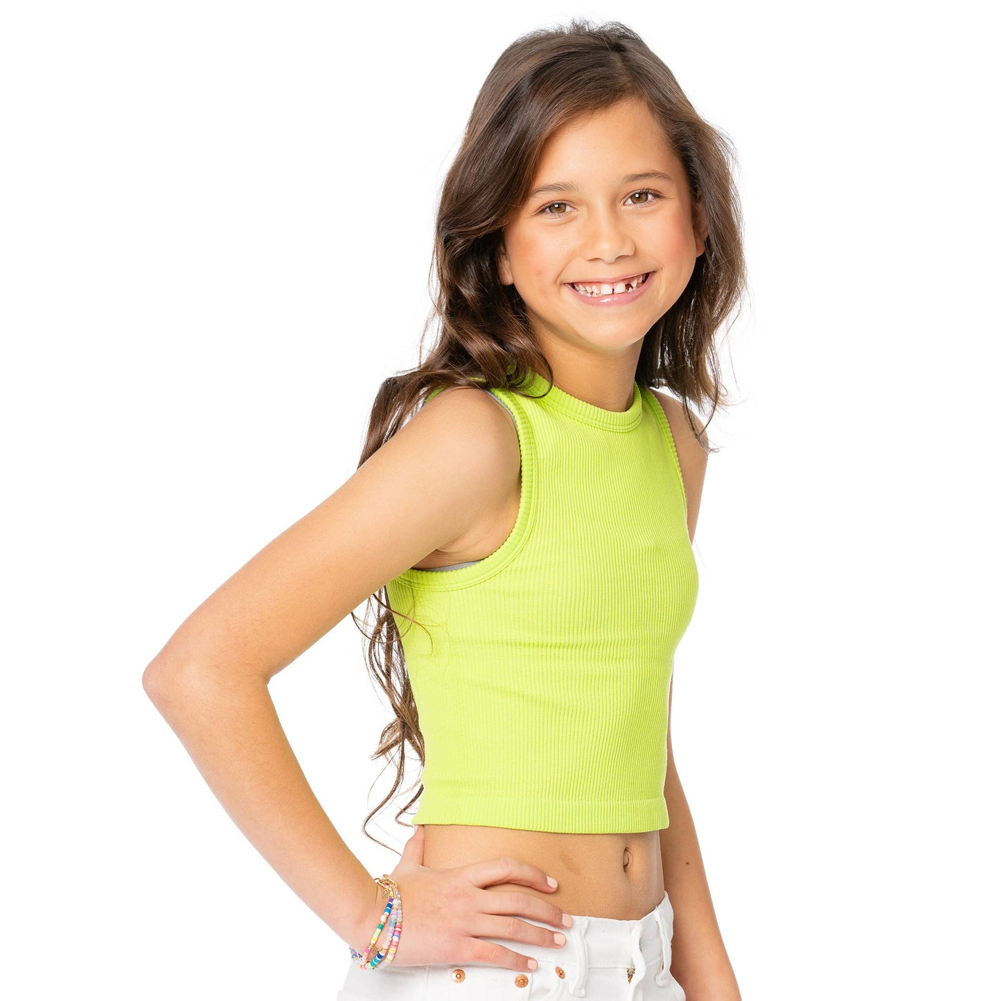 Girls Ribbed Crop Tank Top
