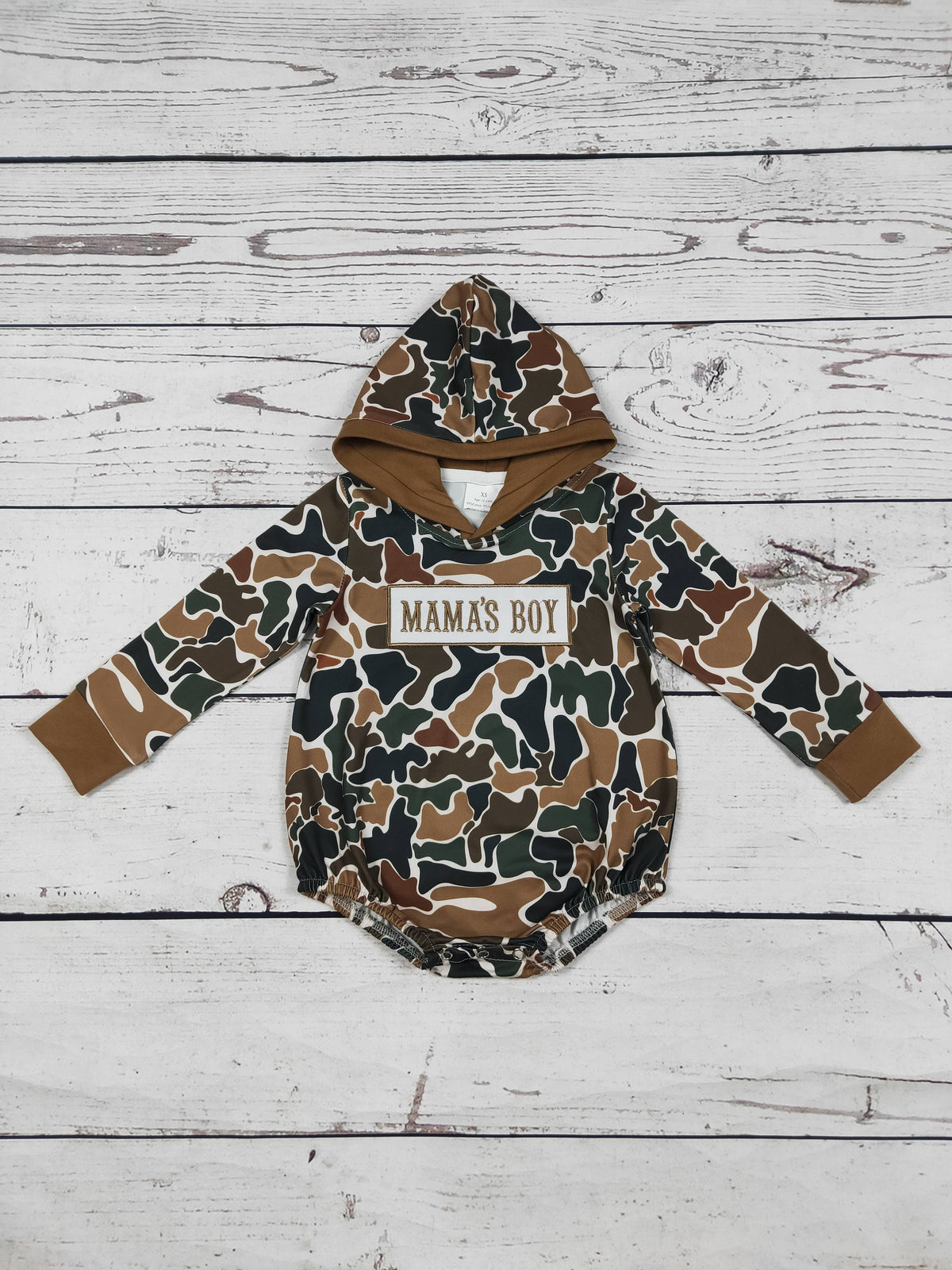 MAMA'S BOY Appliqué Camouflage Printed Bubble
