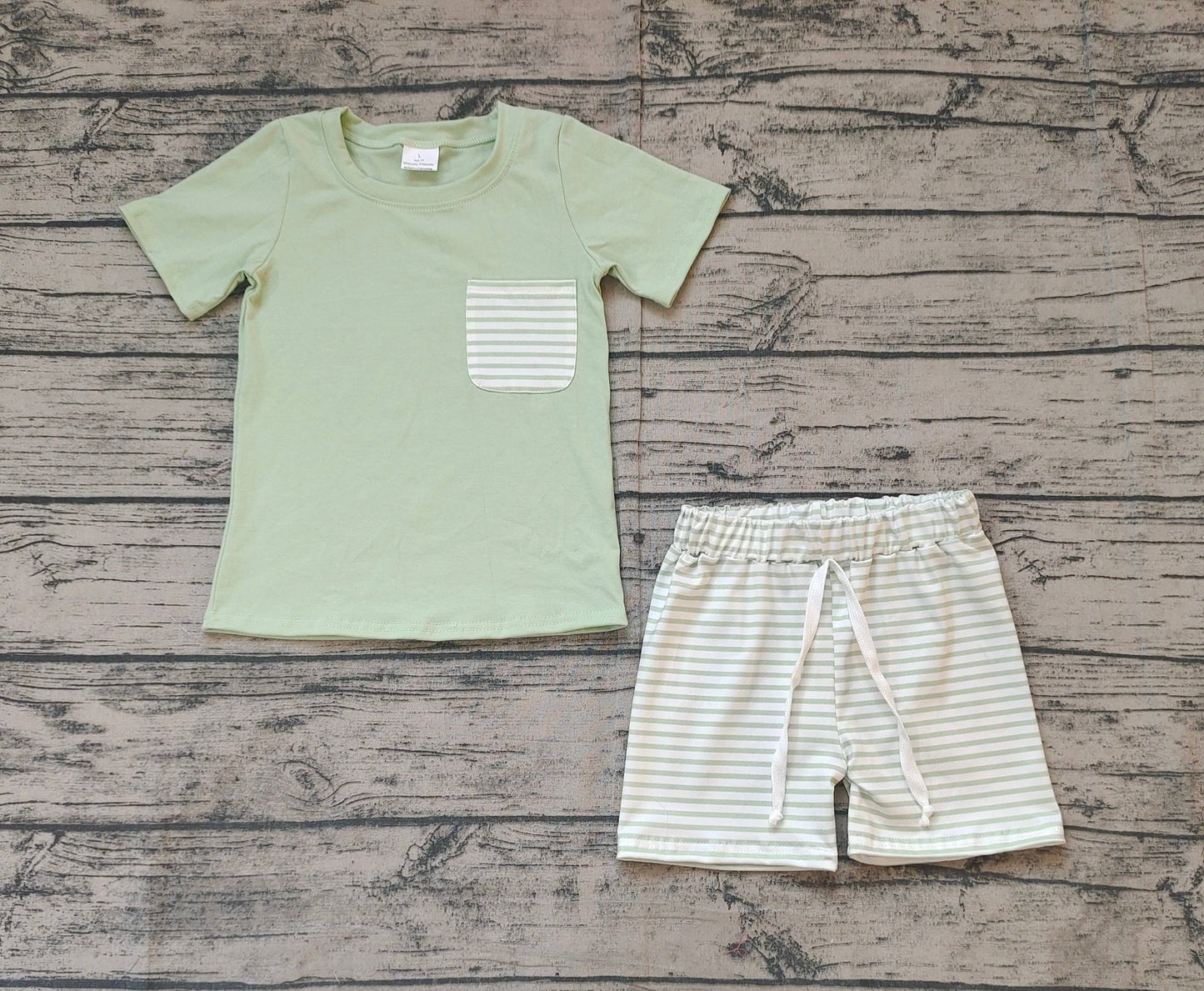 Baby Boys Spring Green Shirts Stripes Shorts Clothes Sets