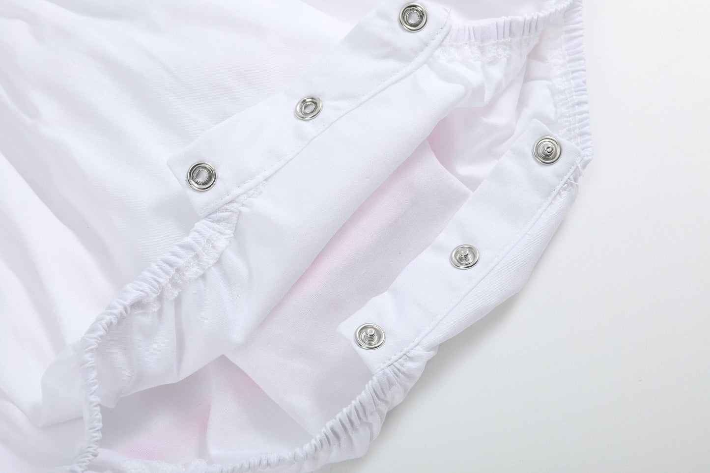White and Pink Bows Smocked Ruffle Romper