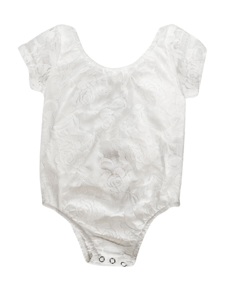 Lorraine Cap Sleeve Lace Leotard - White