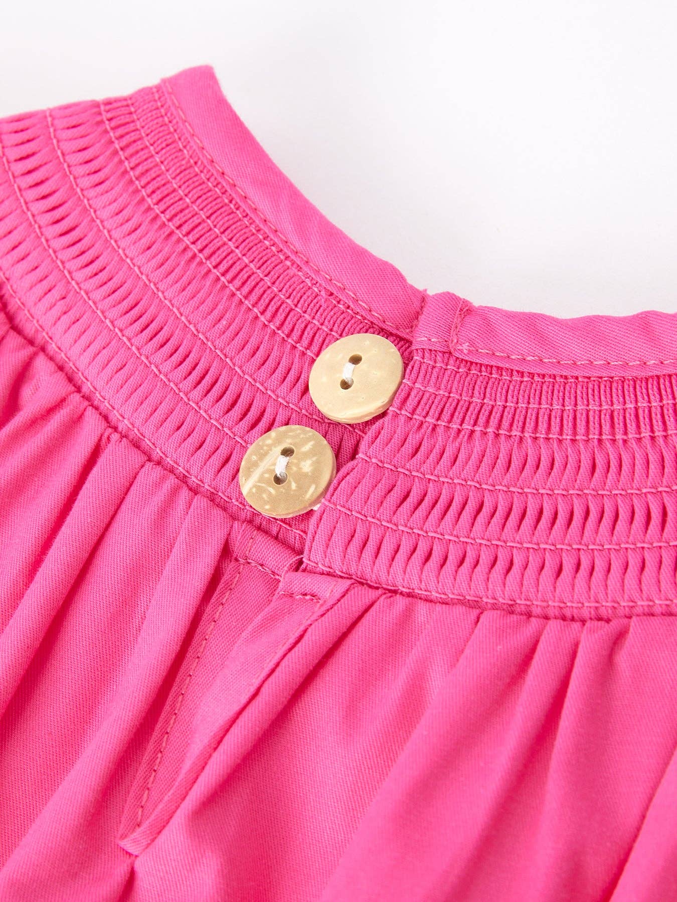 Girls Bow Smock Embroidery Hot Pink Bubble