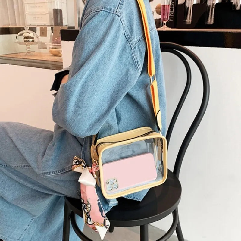 Clear Square Stadium Bag With Scarf