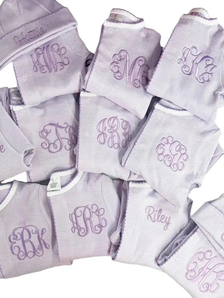 Lavender Stripe Pima Cotton Footie