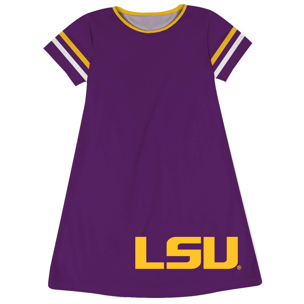 LSU Tigers Girls Short Sleeve Purple A-Line Dress large Logo
