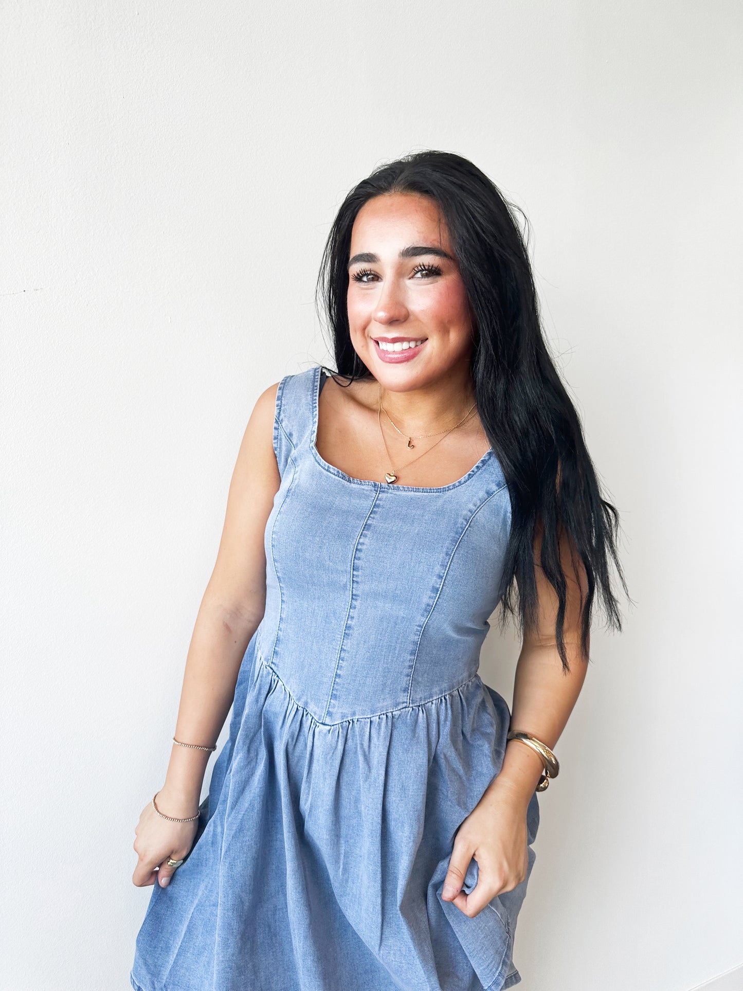 Denim Bow Back Dress