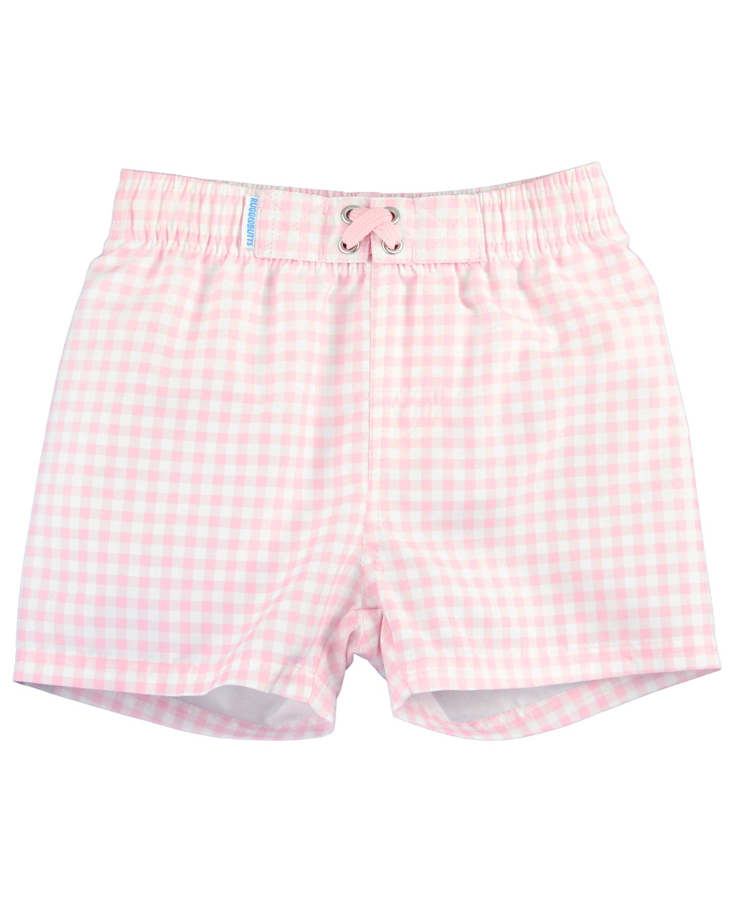 Boys Pink Gingham Swim Trunks