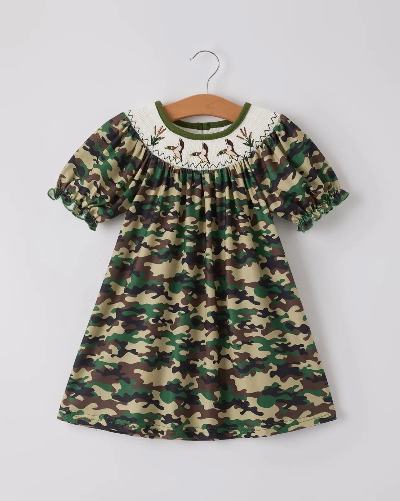 Camouflage duck smock girls dress