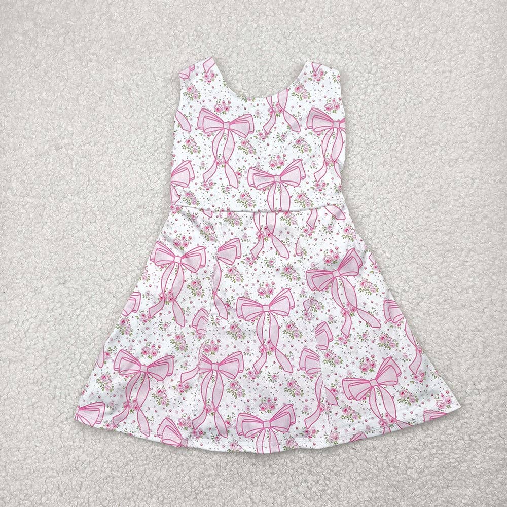 Baby Girls Pink Bows Yoga Skort Knee Length Dresses