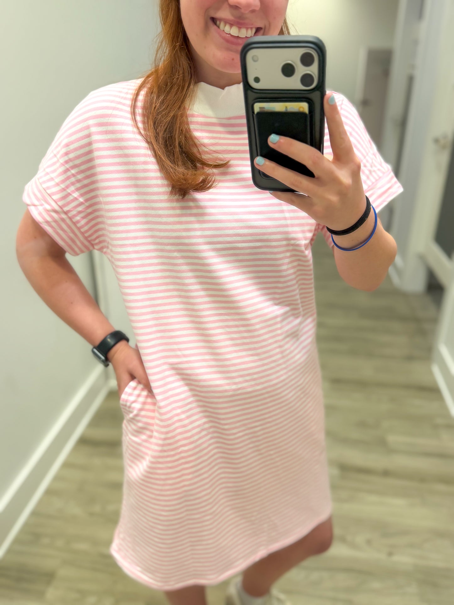 pink stripe dress