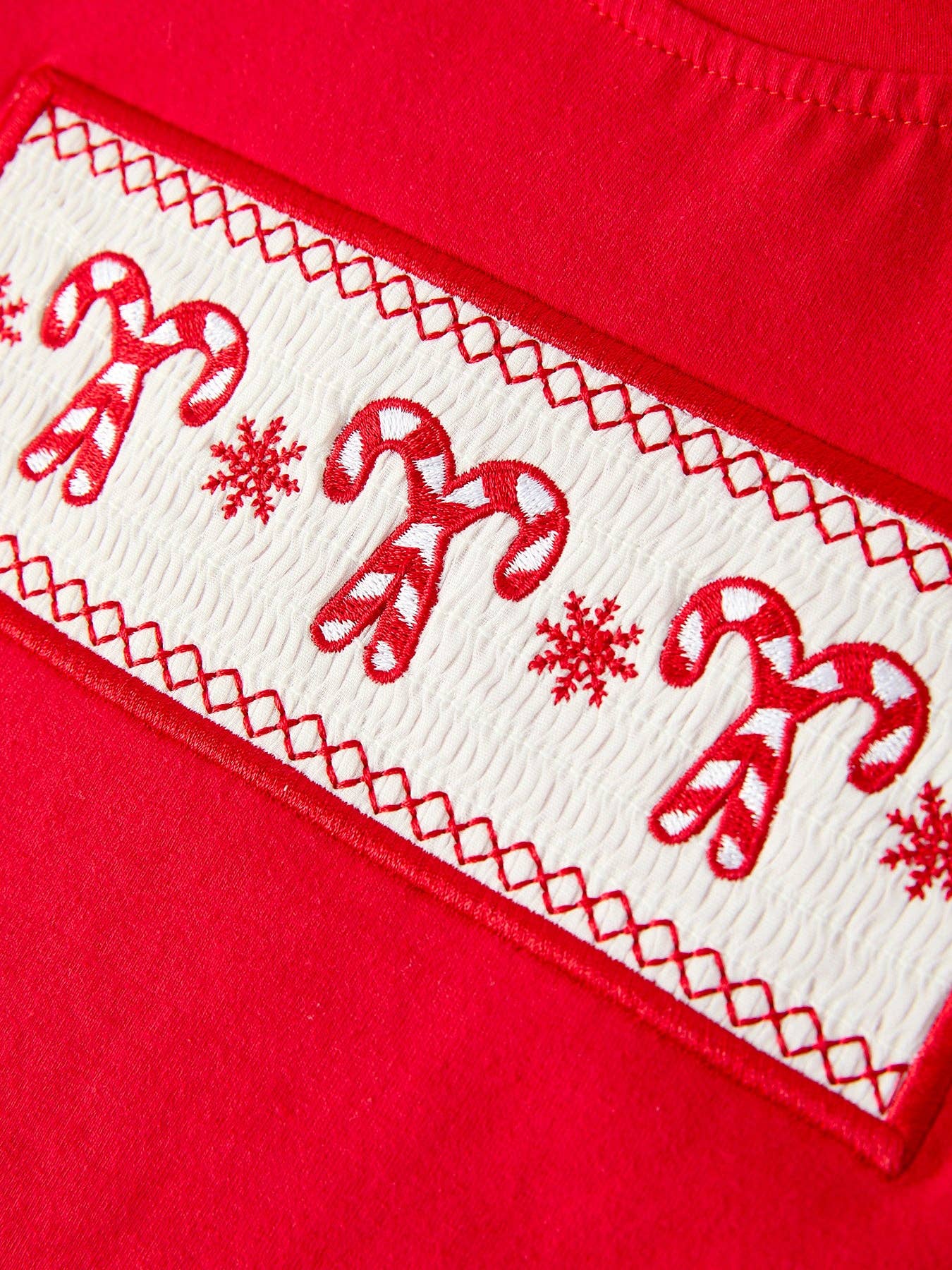 Christmas Candy Cane Smocking Embroidery Striped Boys Set