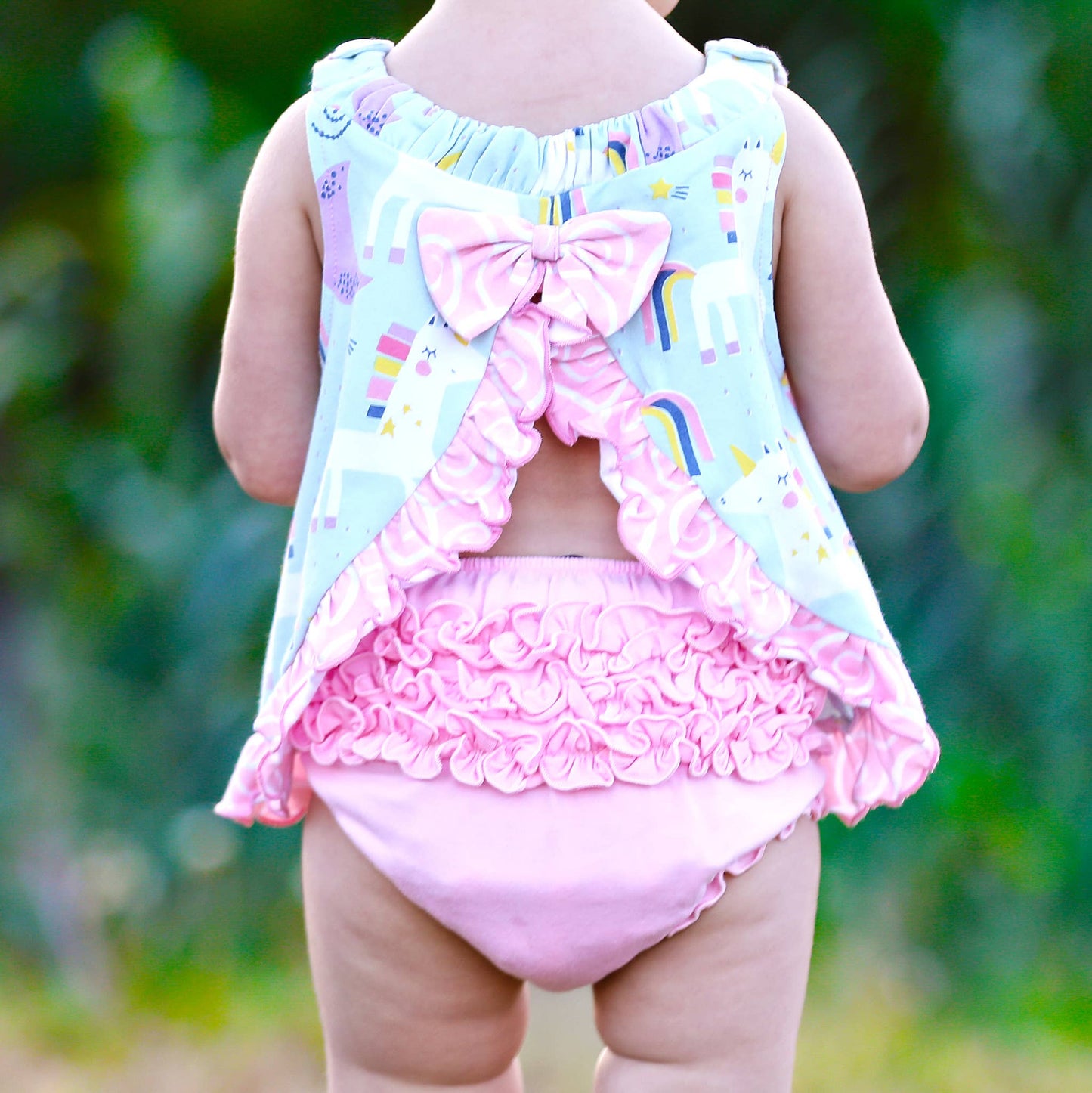 Baby Big Girls Toddler Unicorn Rainbow Swing Tank Top Tee