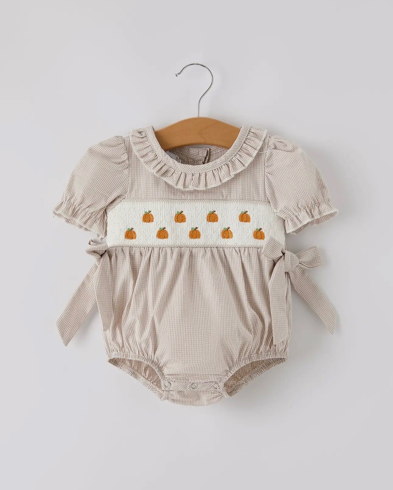 Halloween & Thanksgiving smock baby girl romper