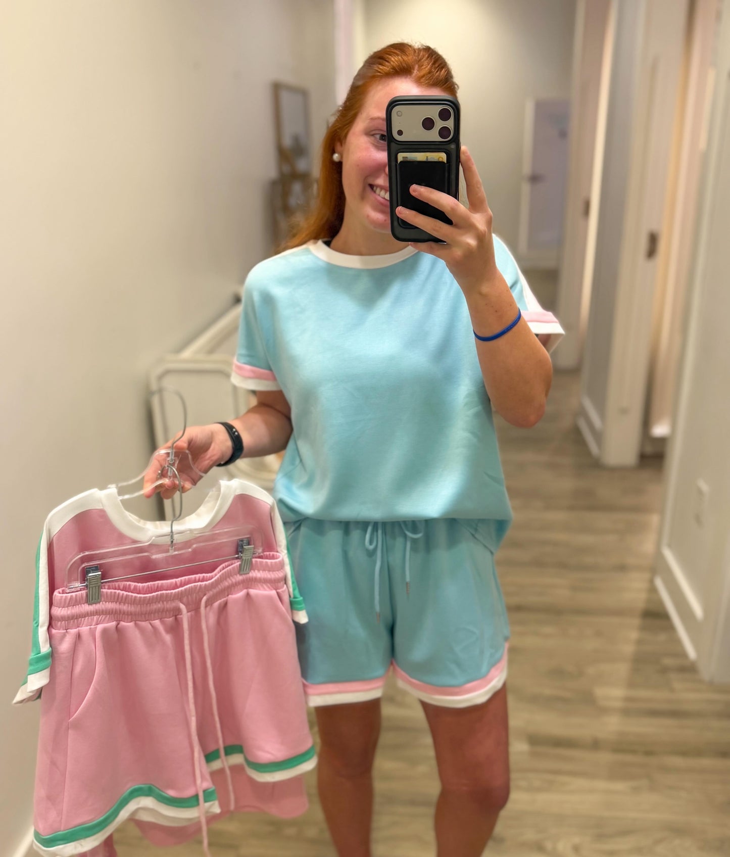 Light pink set w green trim