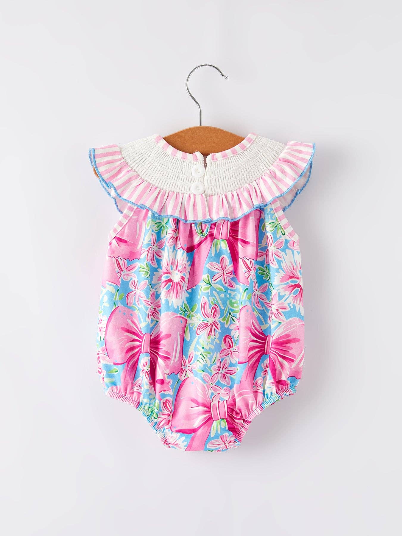 “I ❤ DAD”Embroidery Smocking Baby Girls Romper