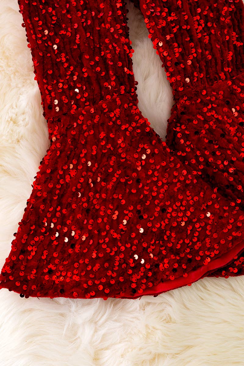 RED SEQUINS BELL BOTTOMS.