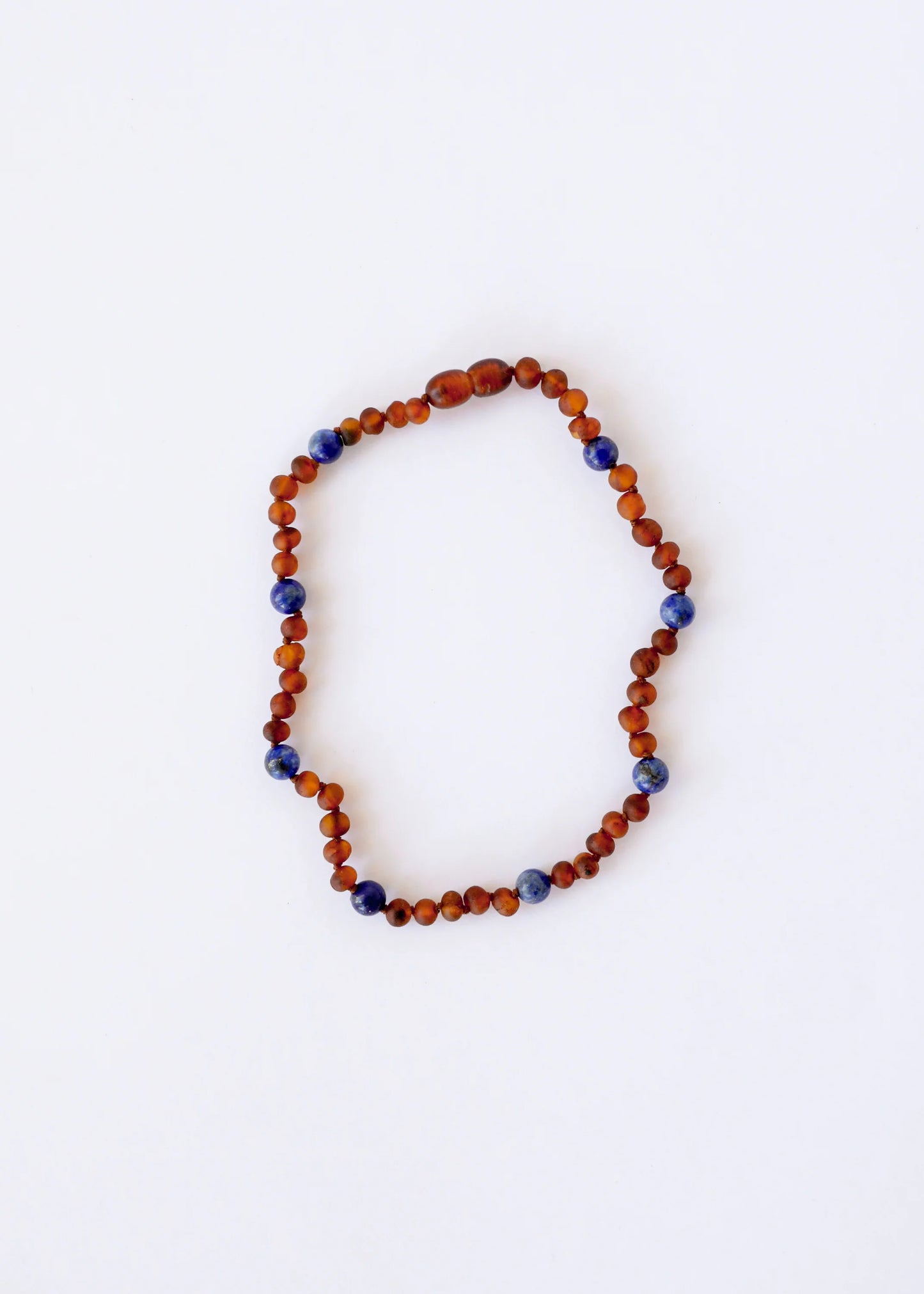 Raw Cognac Baltic Amber + Lapis Lazuli 11 Inch Halo Necklace