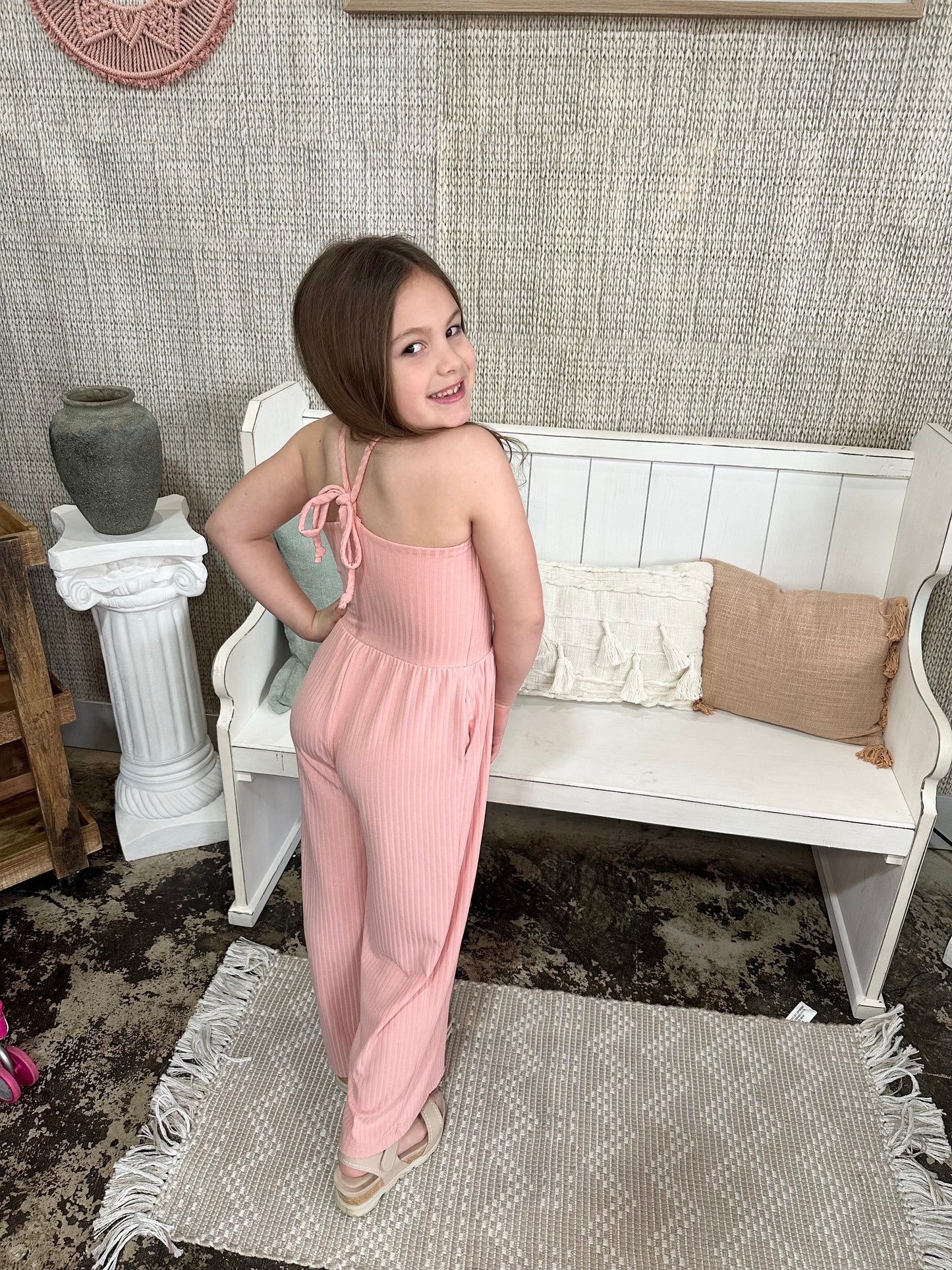Blushing Beauties Pink Ribbed Jumpsuit