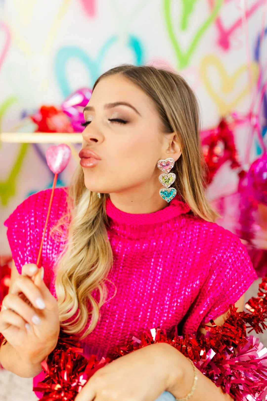 Taylor Shaye Beaded Sweetheart Earrings