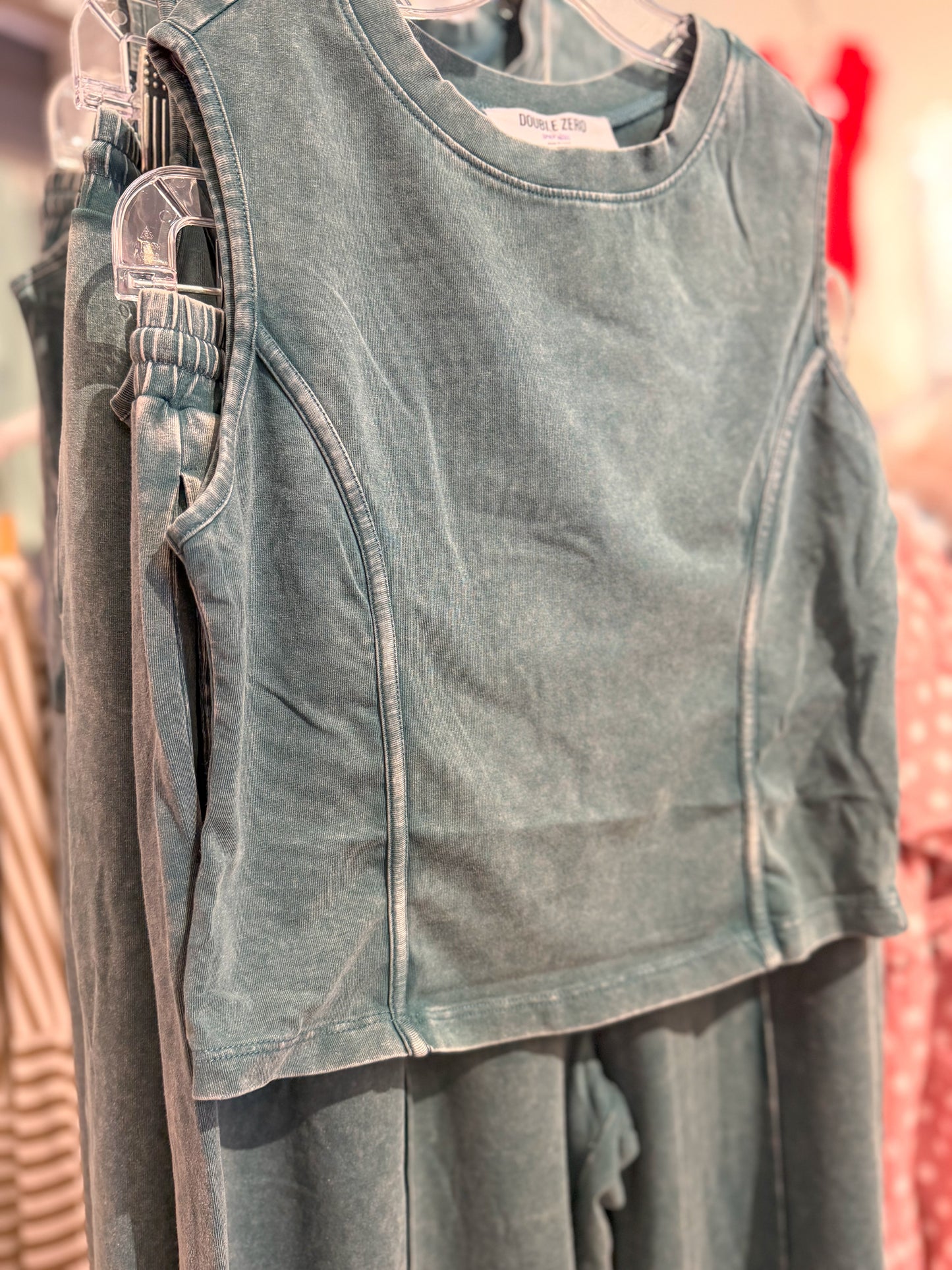 Washed tank set-teal
