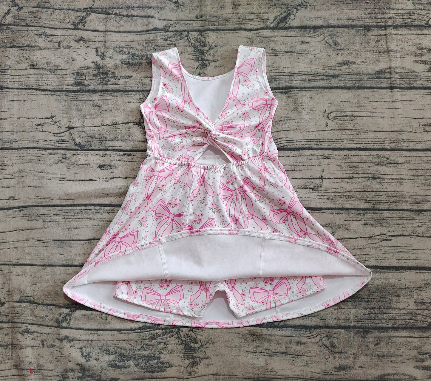 Baby Girls Pink Bows Yoga Skort Knee Length Dresses