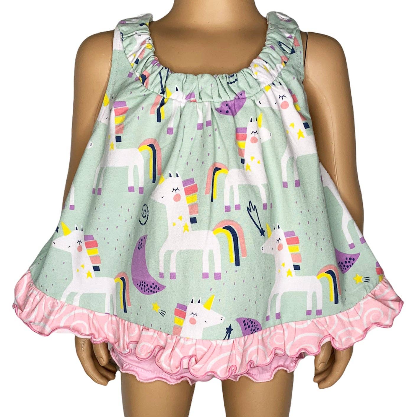 Baby Big Girls Toddler Unicorn Rainbow Swing Tank Top Tee