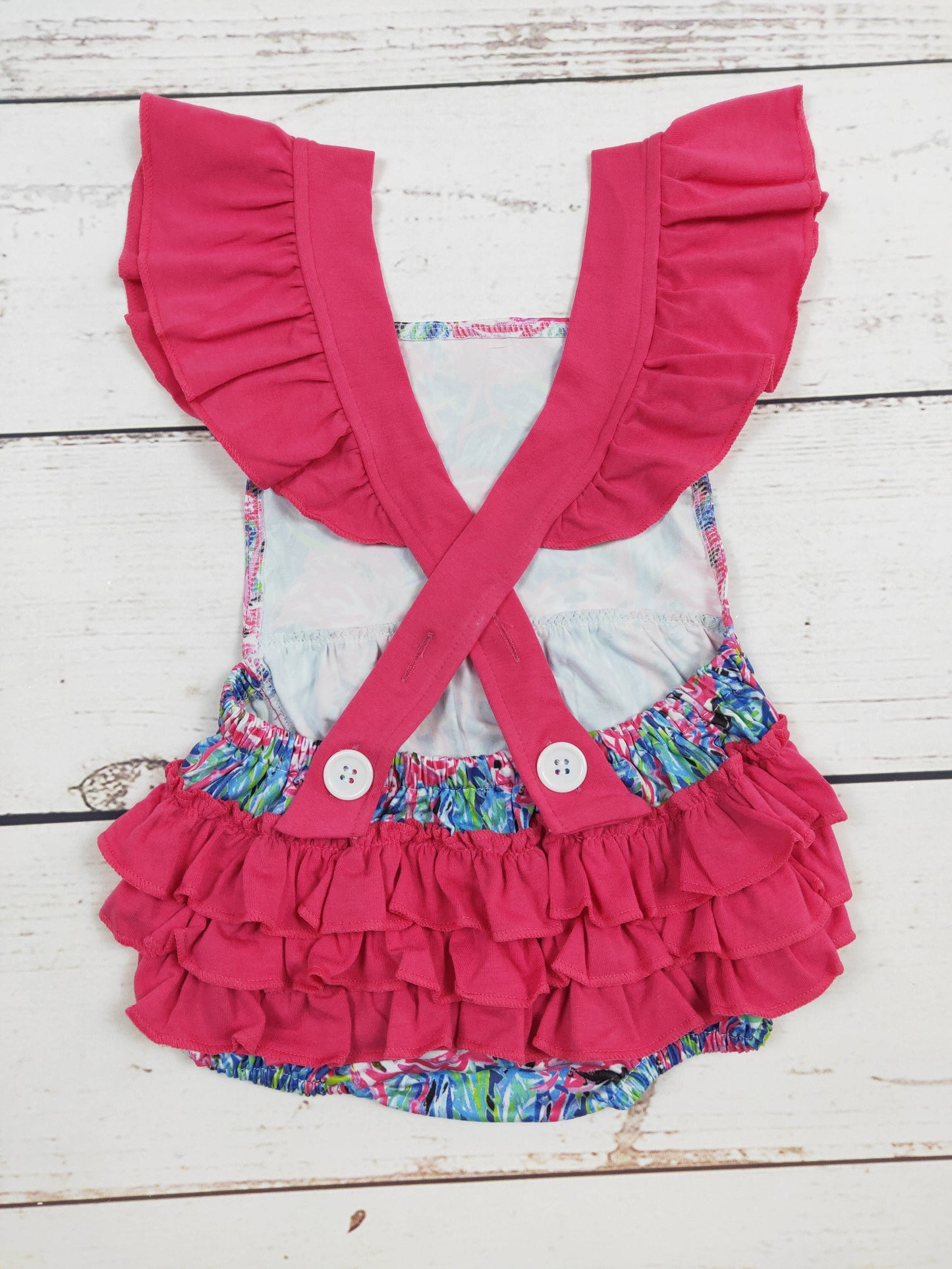 Baby Girls Flamingo Printed Ruffle Bubbles