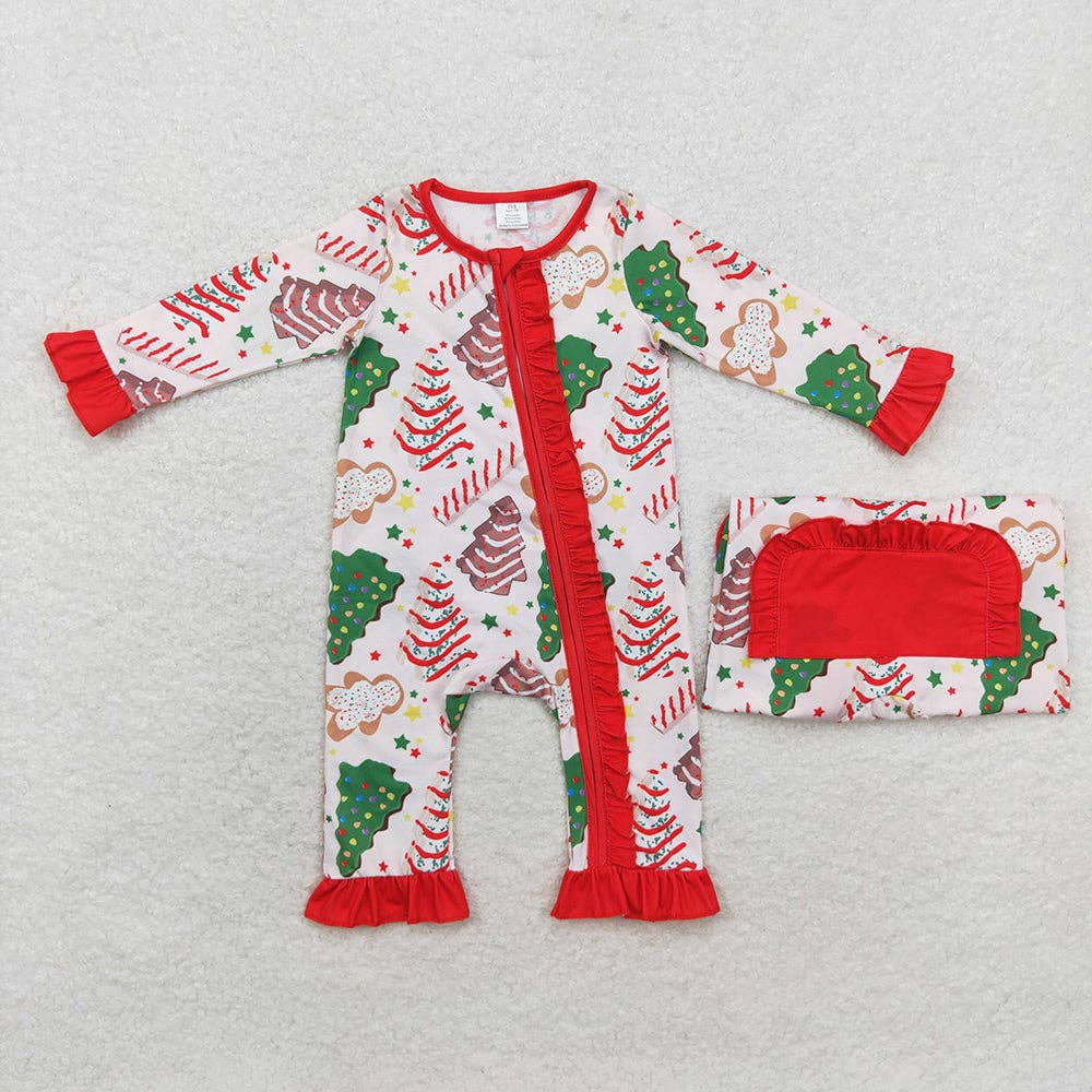 Family Christmas Tree Cake Shirt Pants Bamboo Rompers Pajamas Clothes