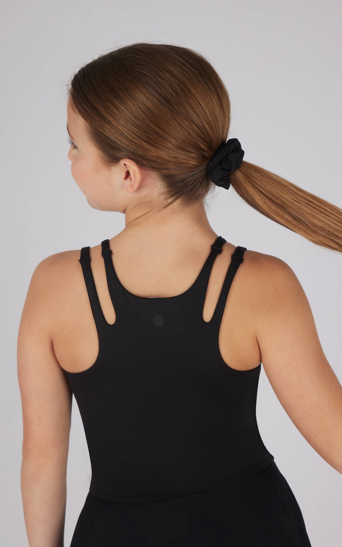 Girls Cut Out Tank, Skort and Scrunch - 3 PCS SET: Black