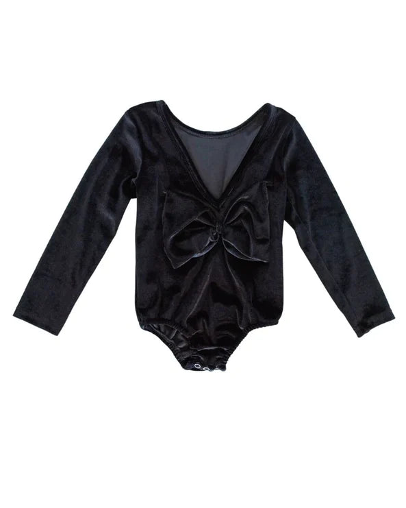 Hattie Bow Back Leotard - Black Velour