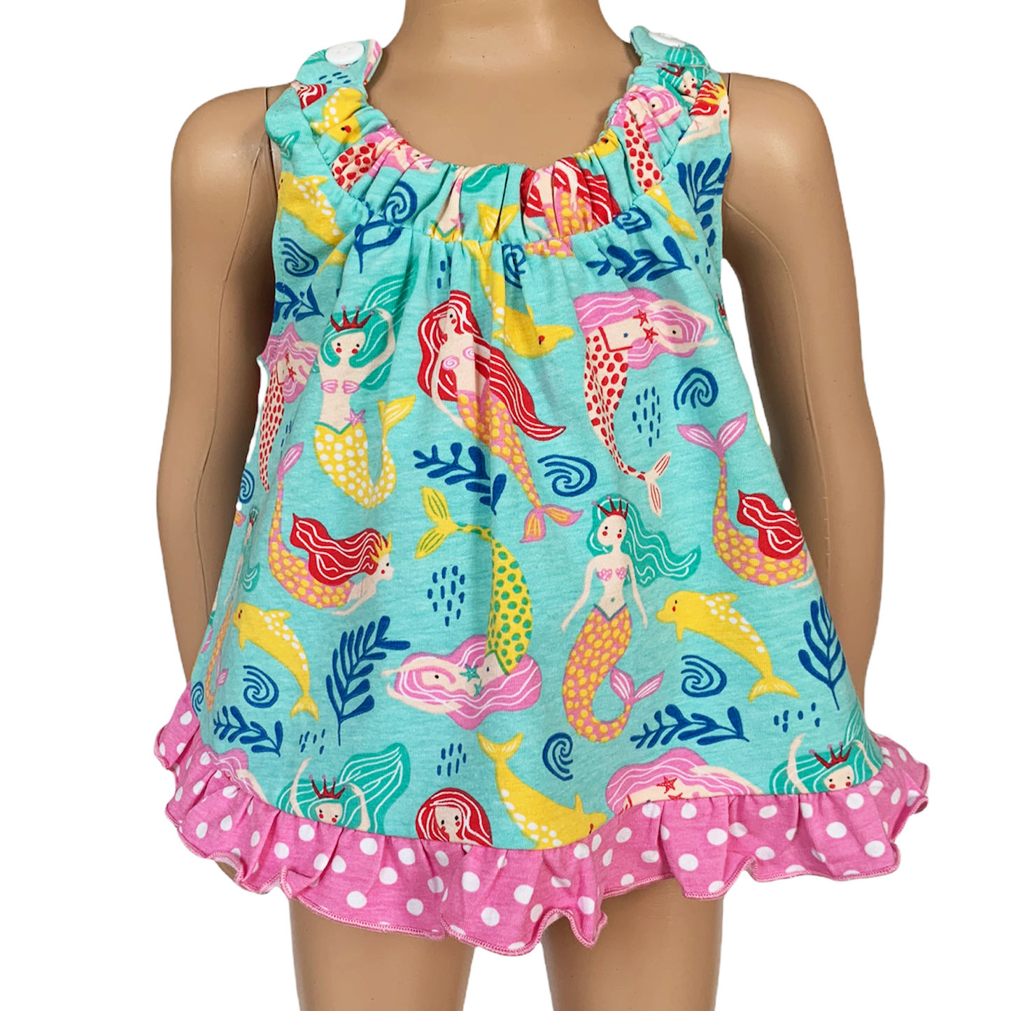 Baby and Big Girls Mermaid Swing Tank Top Spring Tee Shirt