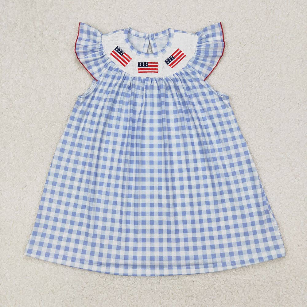 Smocked Sibling Boys Baby Girls 4th Of July Flags Rompers Dresses