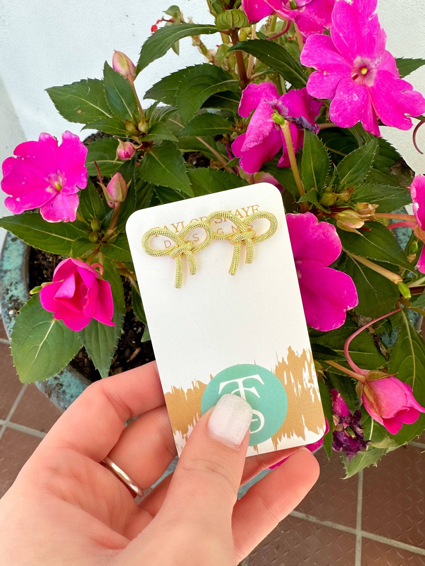Taylor Shaye Golden Bow Studs