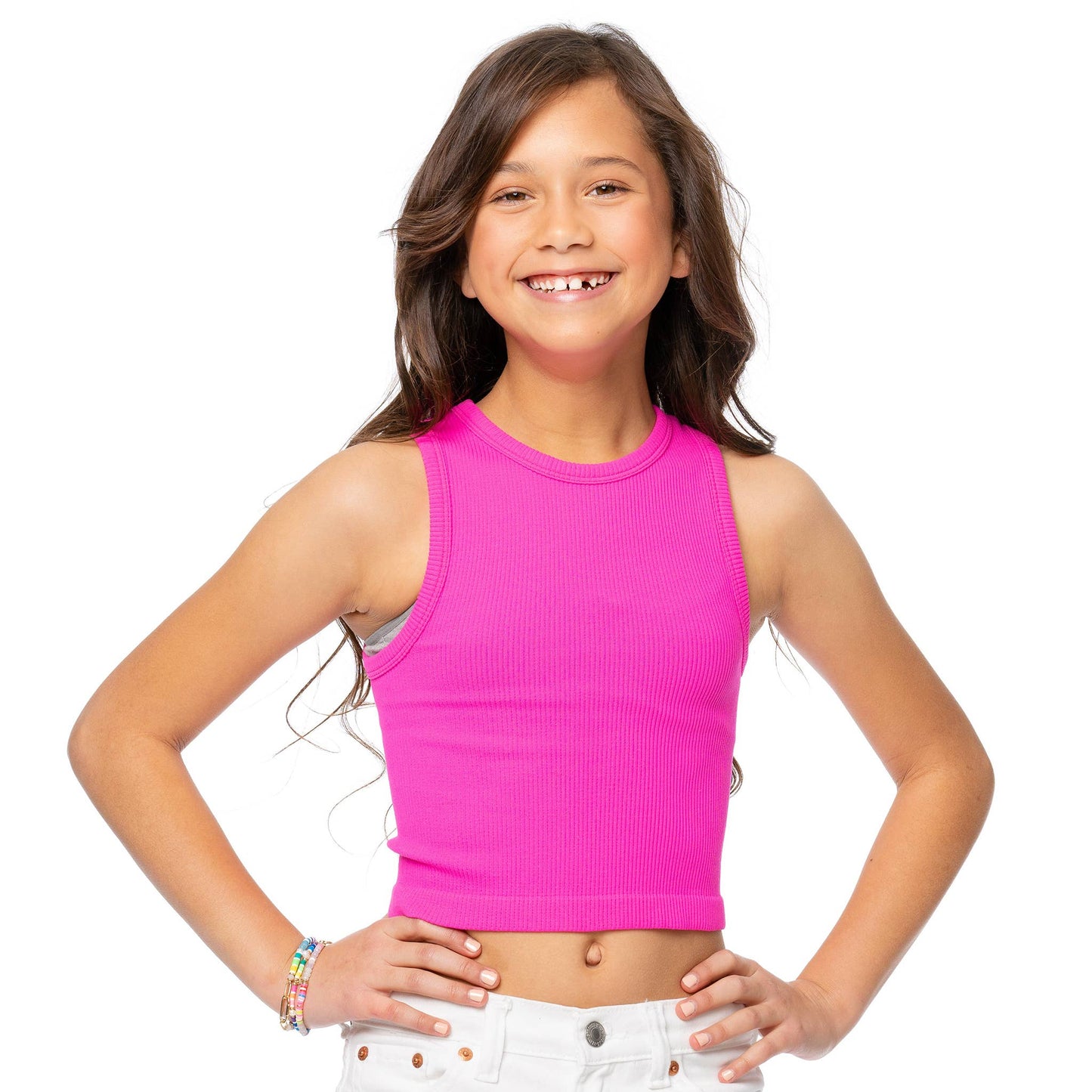 Girls Ribbed Crop Tank Top