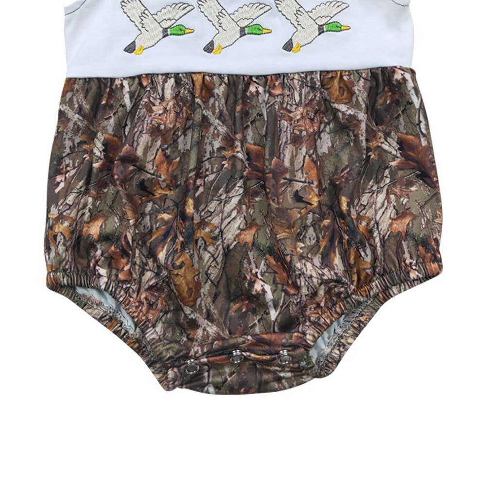 Baby Girls Camo Mallard Duck Embroidery Rompers