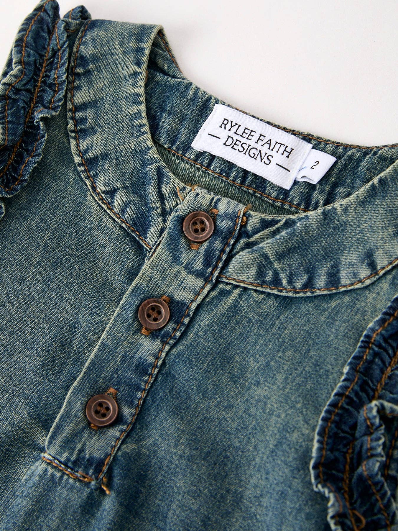 (Pre-order)Vintage Denim Ruffle Girls Dress