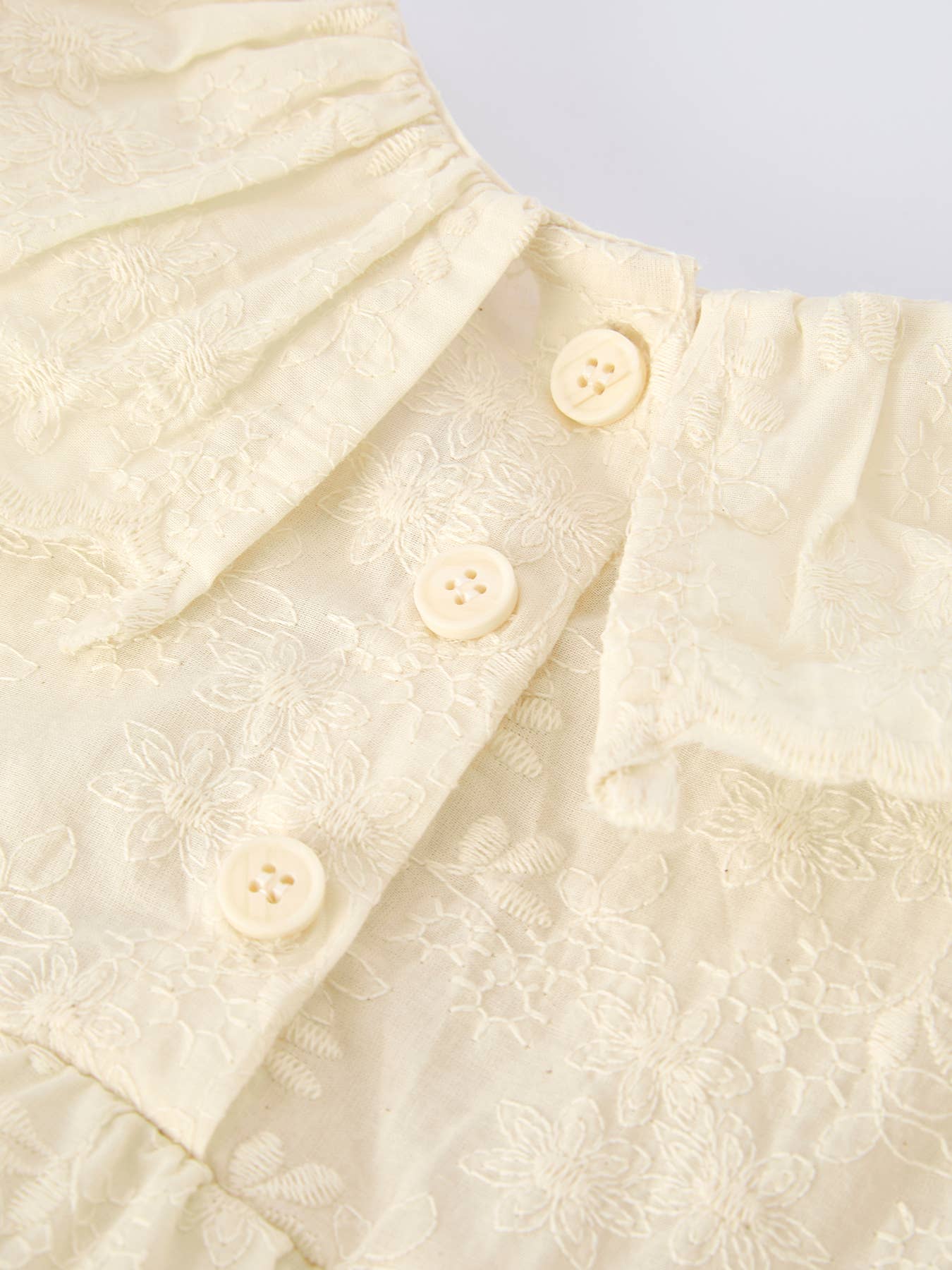 Long-Sleeved Embroidered Baby Doll Collar Romper