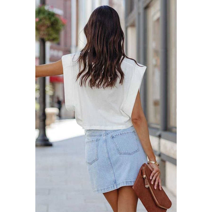 New Fashion Irregular Asymmetric Denim Short Skirt